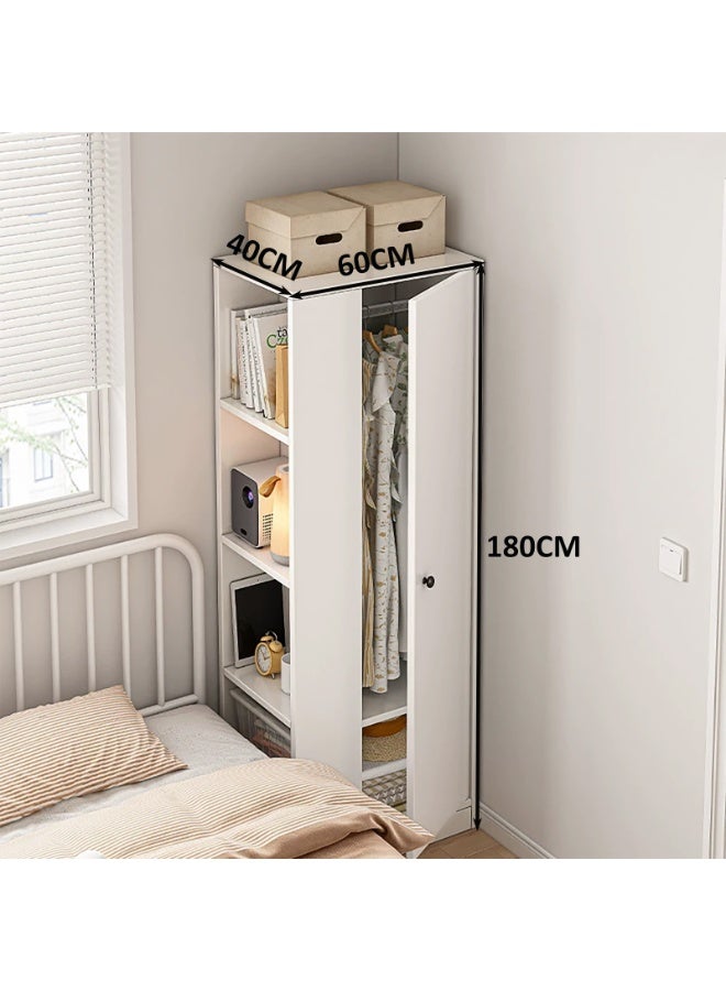 YY-ريشير خزانة ملابس ضيقة للسرير، خزانة ملابس بباب واحد 60 سم مع مساحة للتعليق، خزانة أثاث غرفة نوم منزلية - Image 4